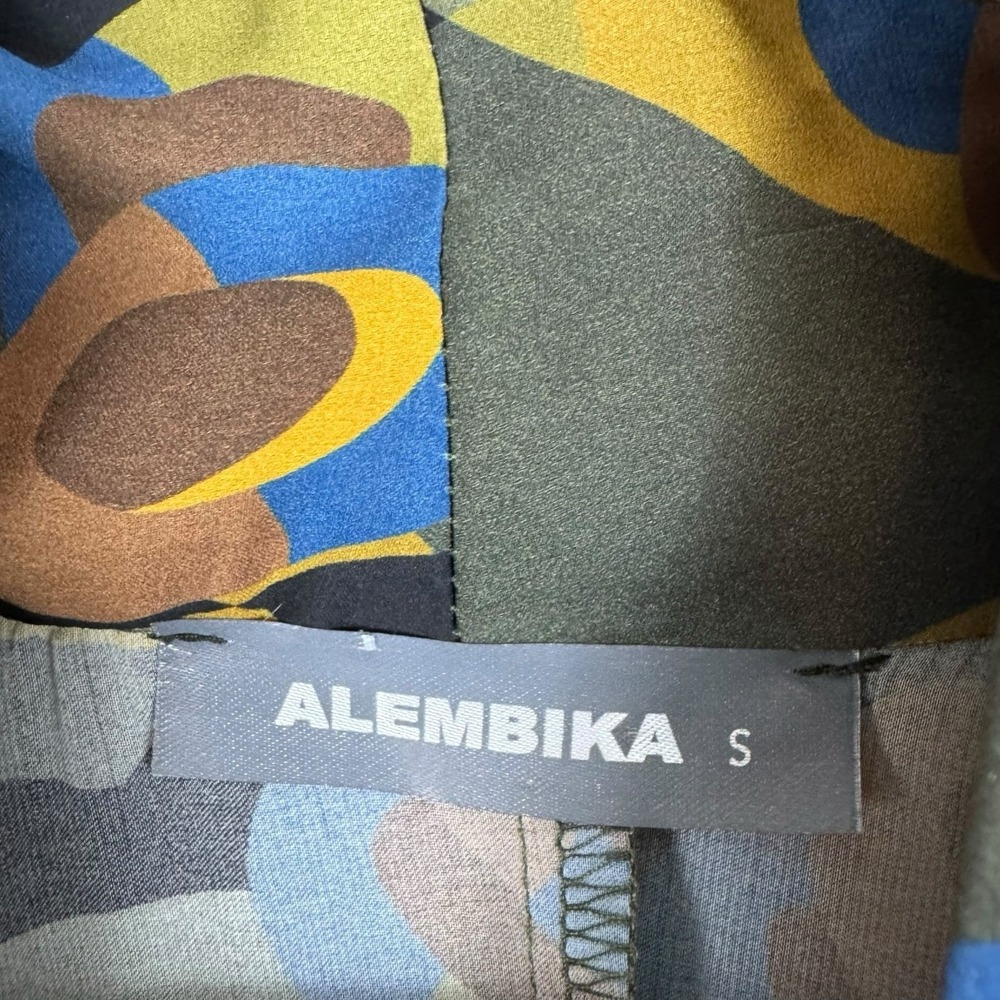Alembika Satin Abstract Geometric Tunic Top Blouse Dress Sz S Lagenlook Boho - Picture 4 of 7